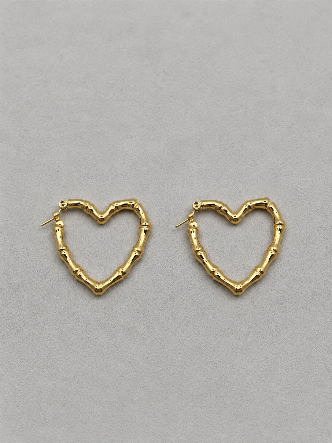 Pendientes Aro Corazón Bambú