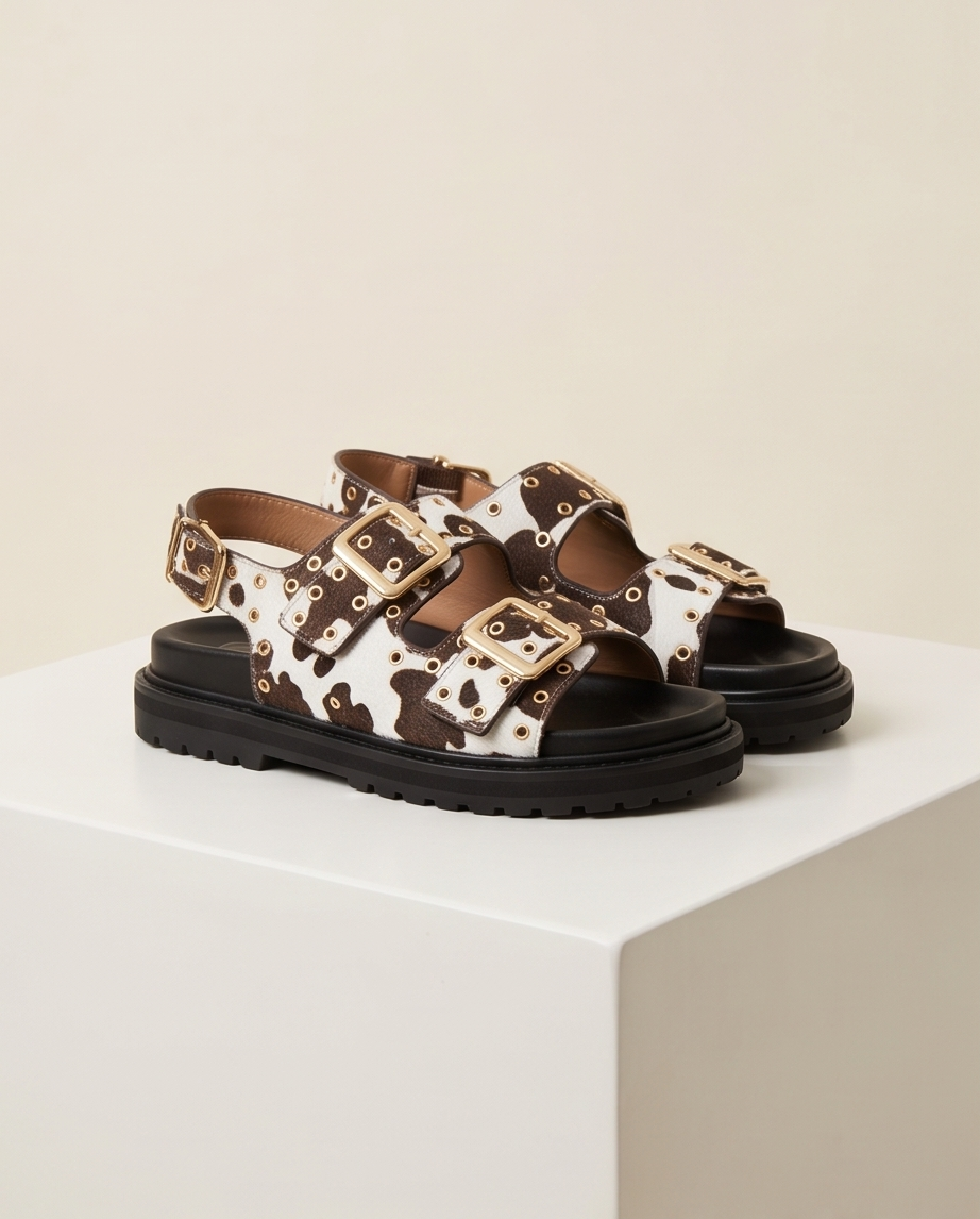 Sandalias Cow Print