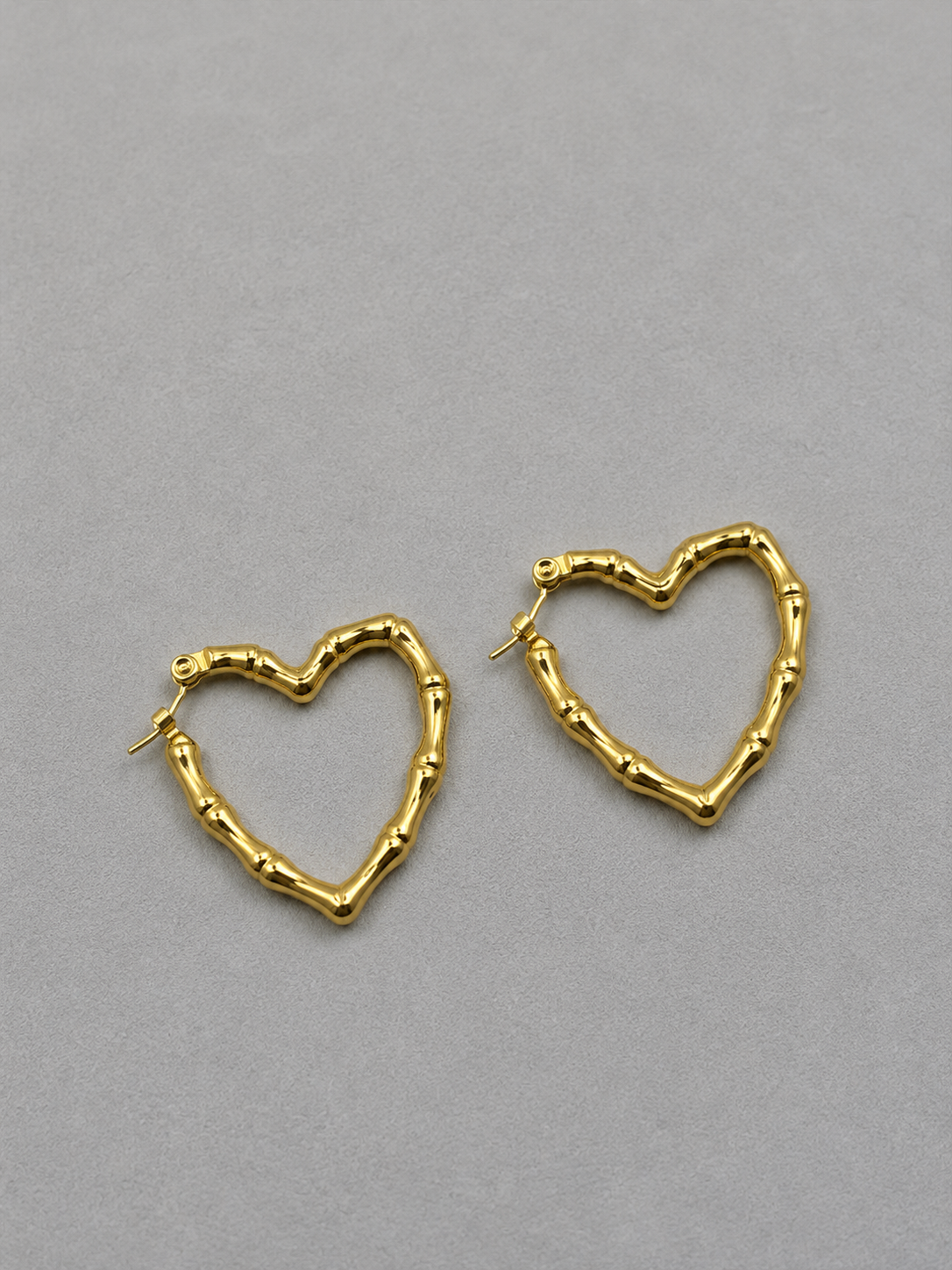 Pendientes Aro Corazón Bambú