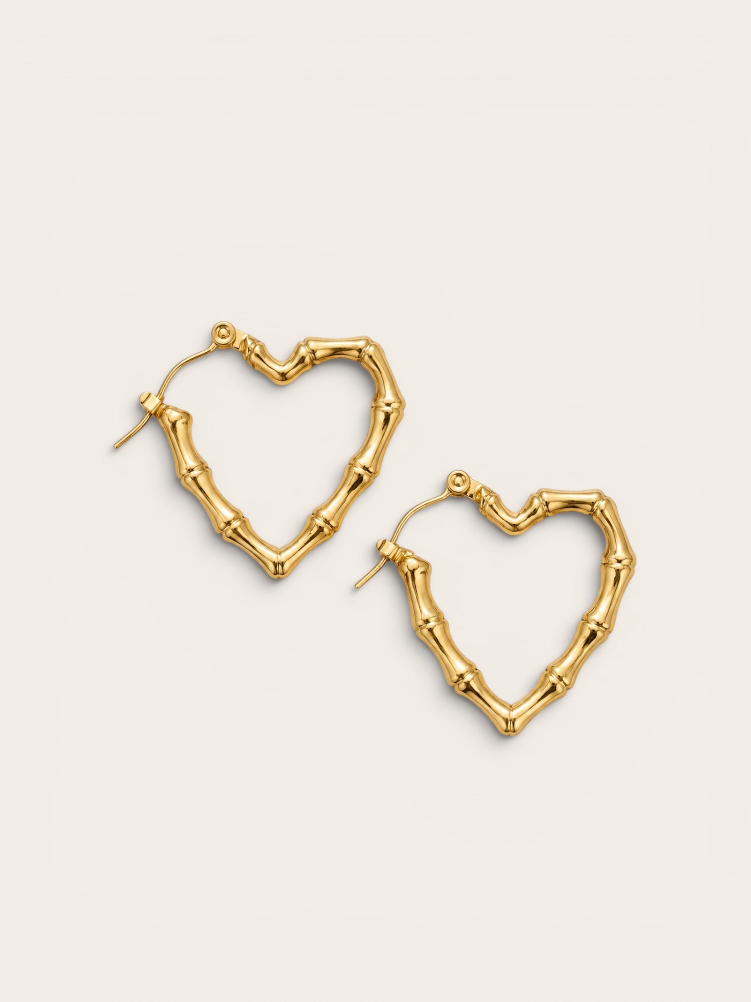 Pendientes Aro Corazón Bambú