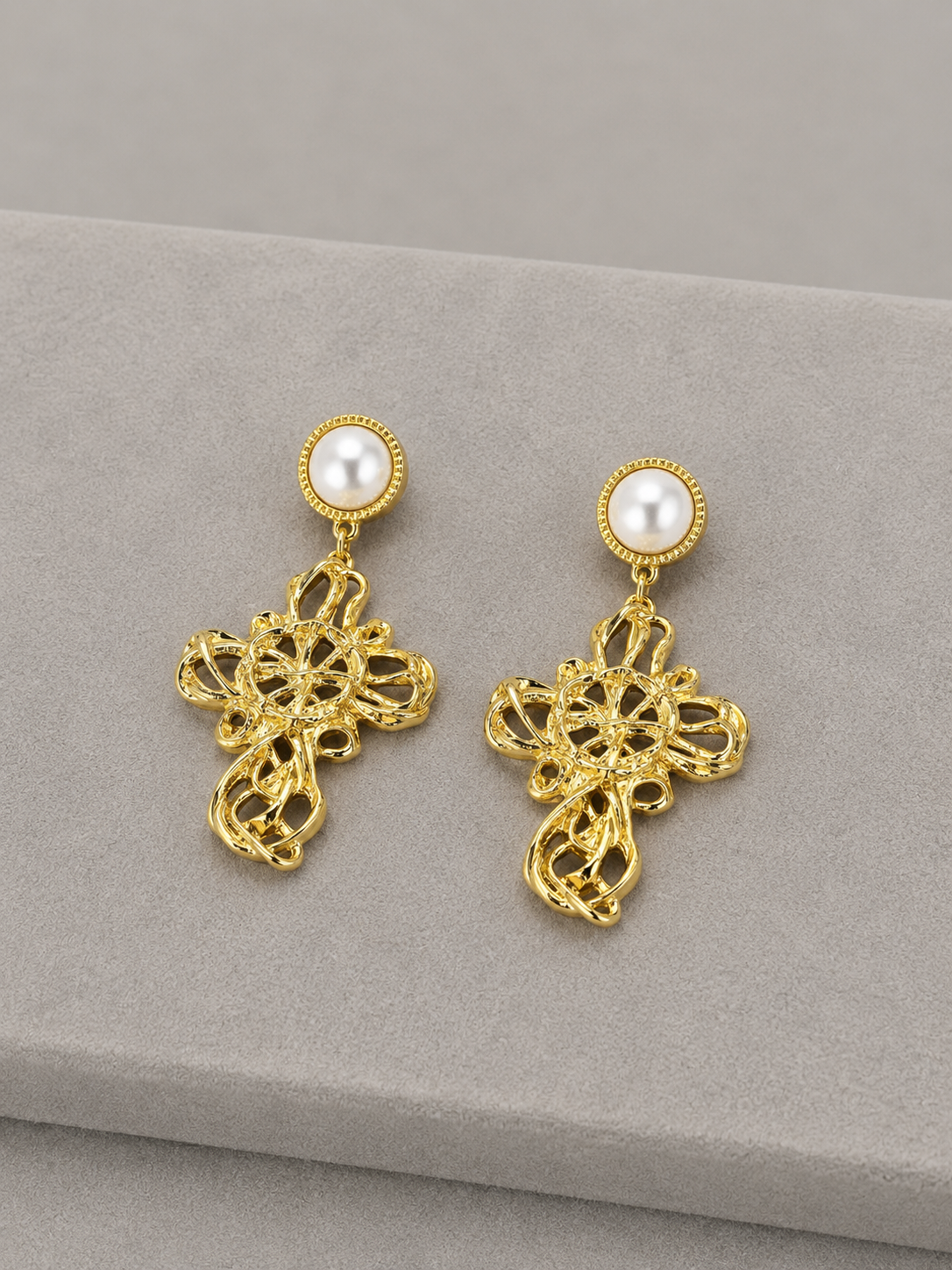 PENDIENTES FIESTA CRUZ PERLA