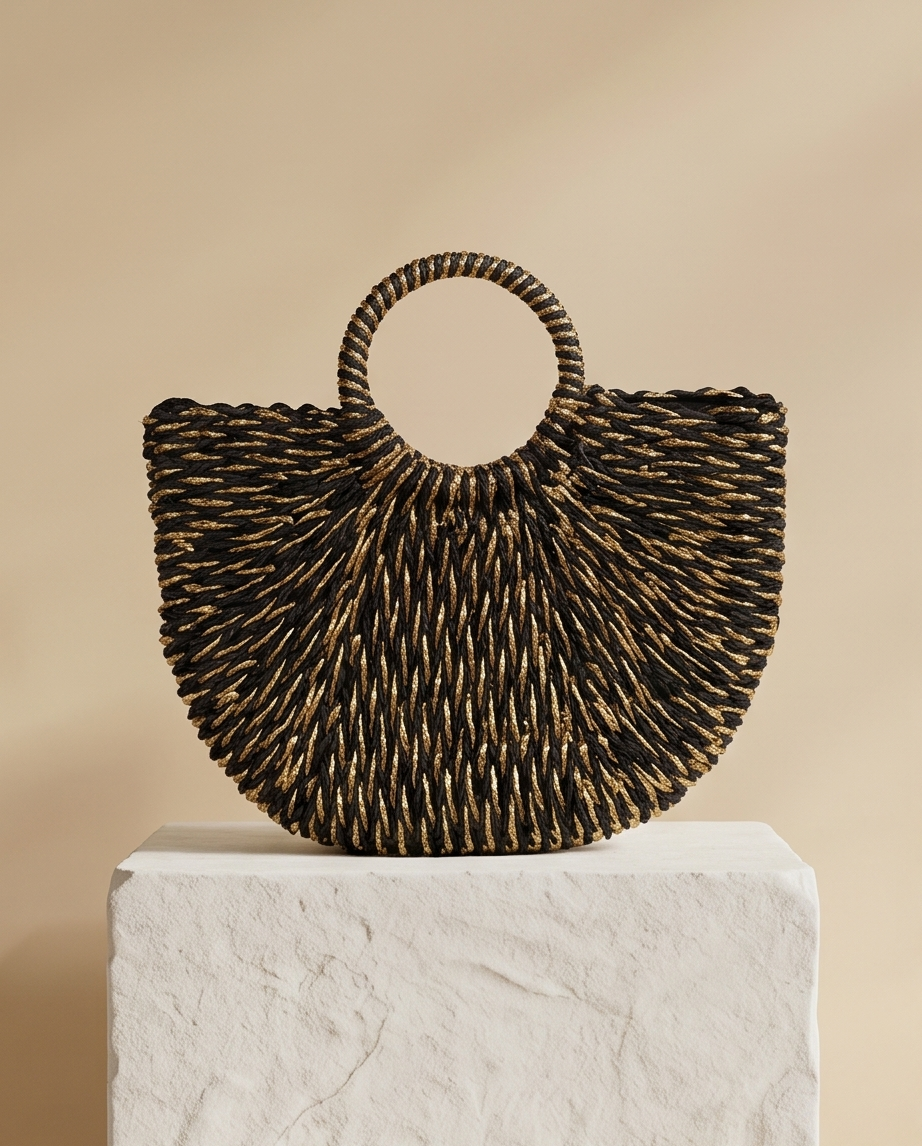 Bolso Cesta Brillo Black