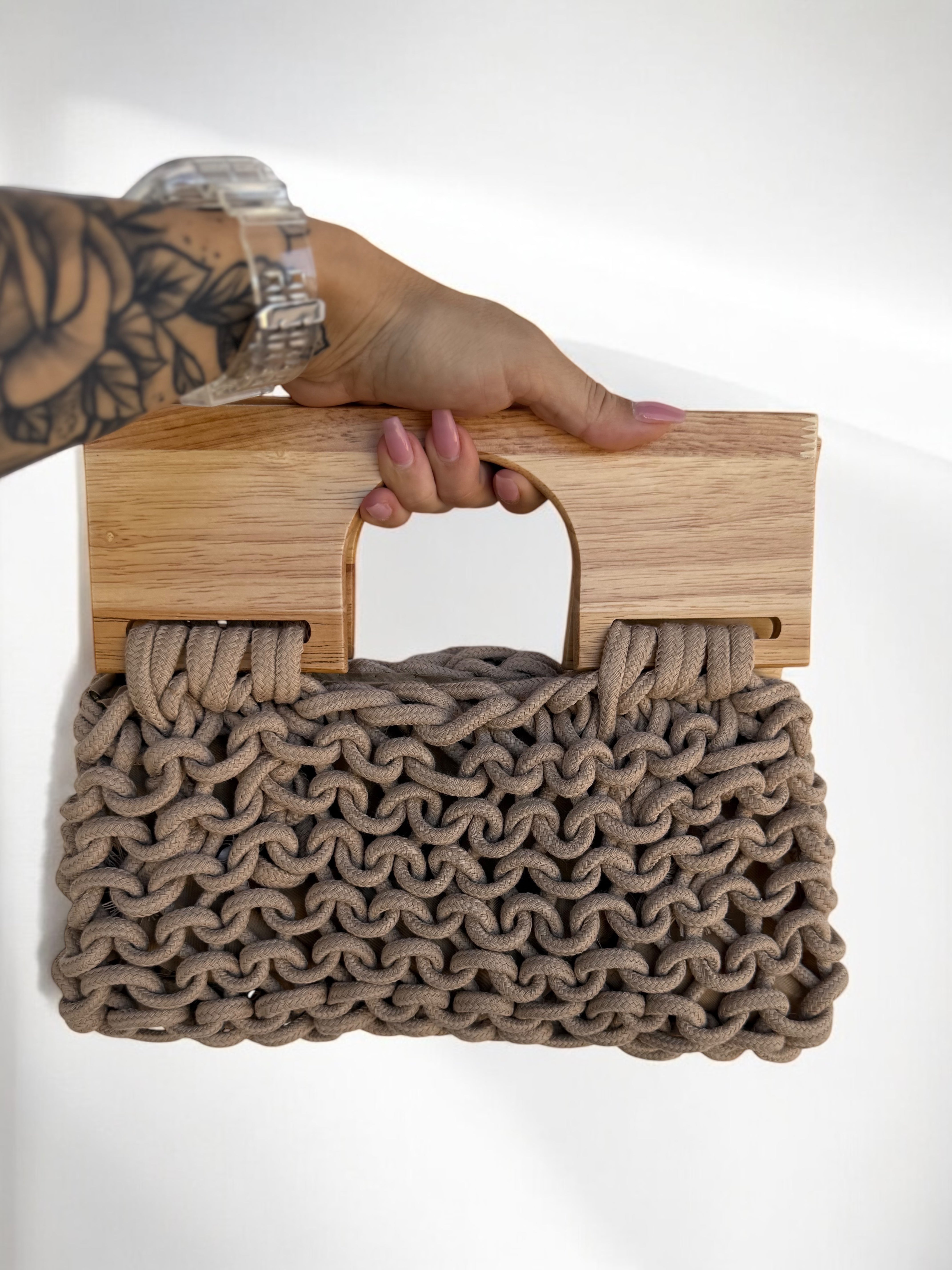 Bolso Macramé Madera