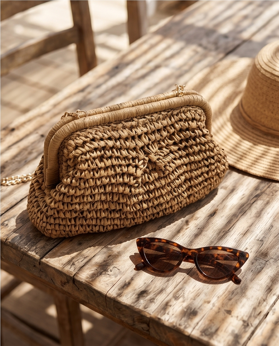 Bolso Clutch Rafia