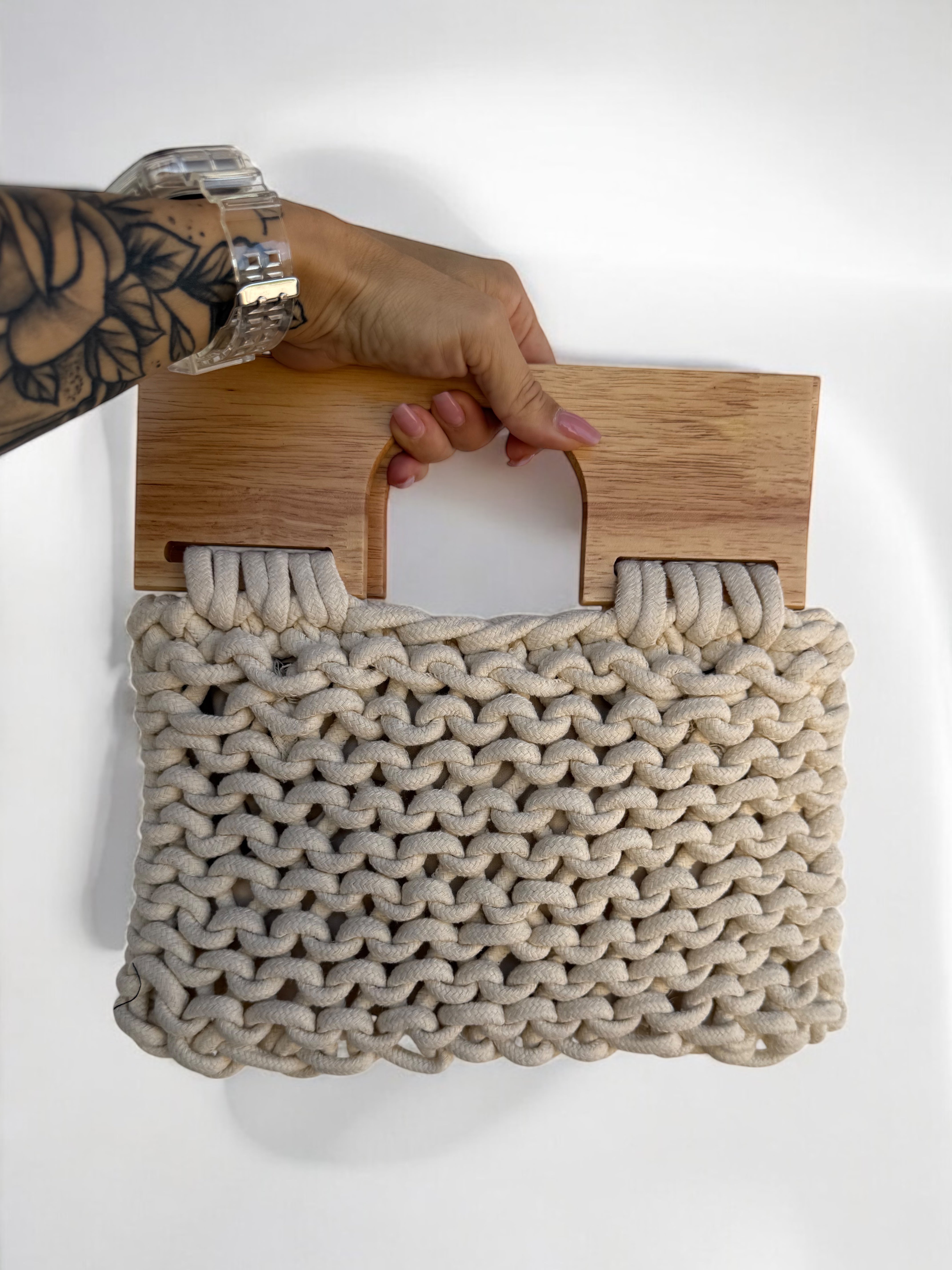 Bolso Macramé Madera