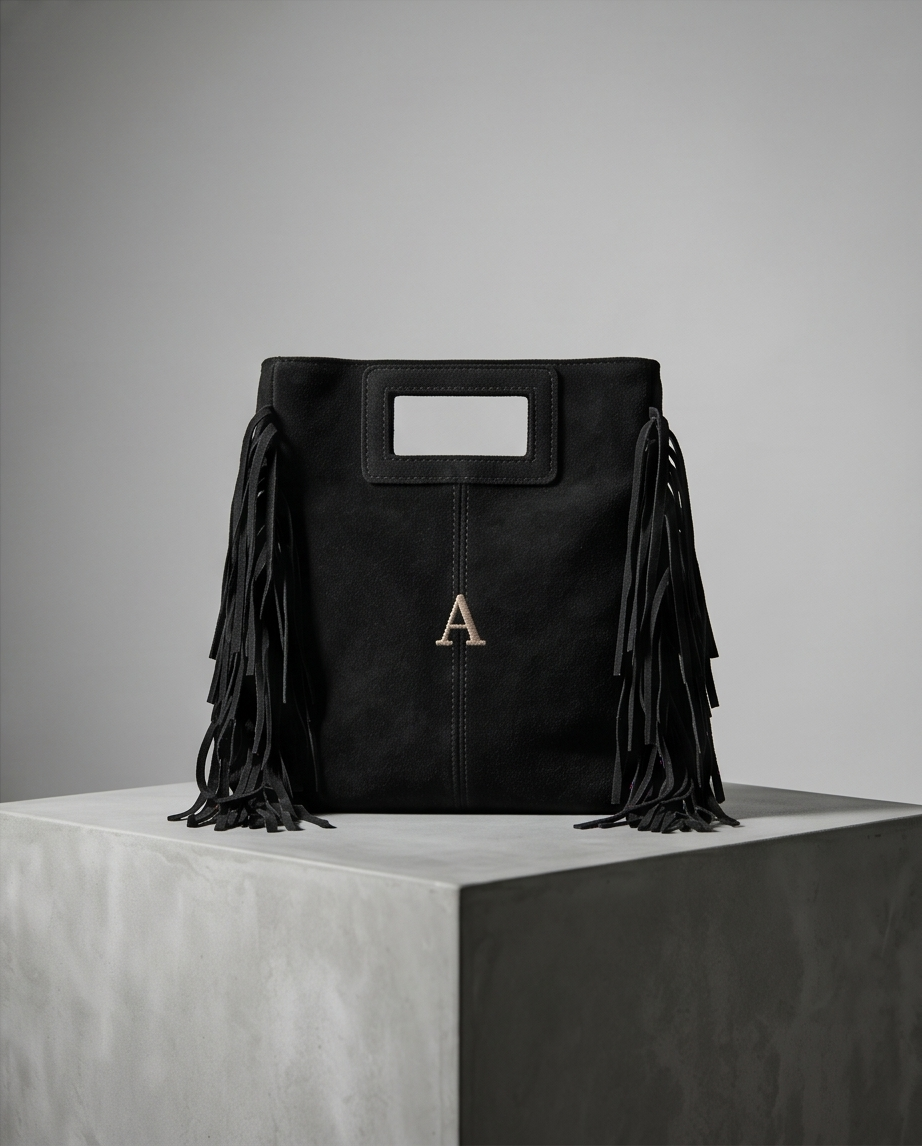 BOLSO FLECOS PIEL | NEGRO