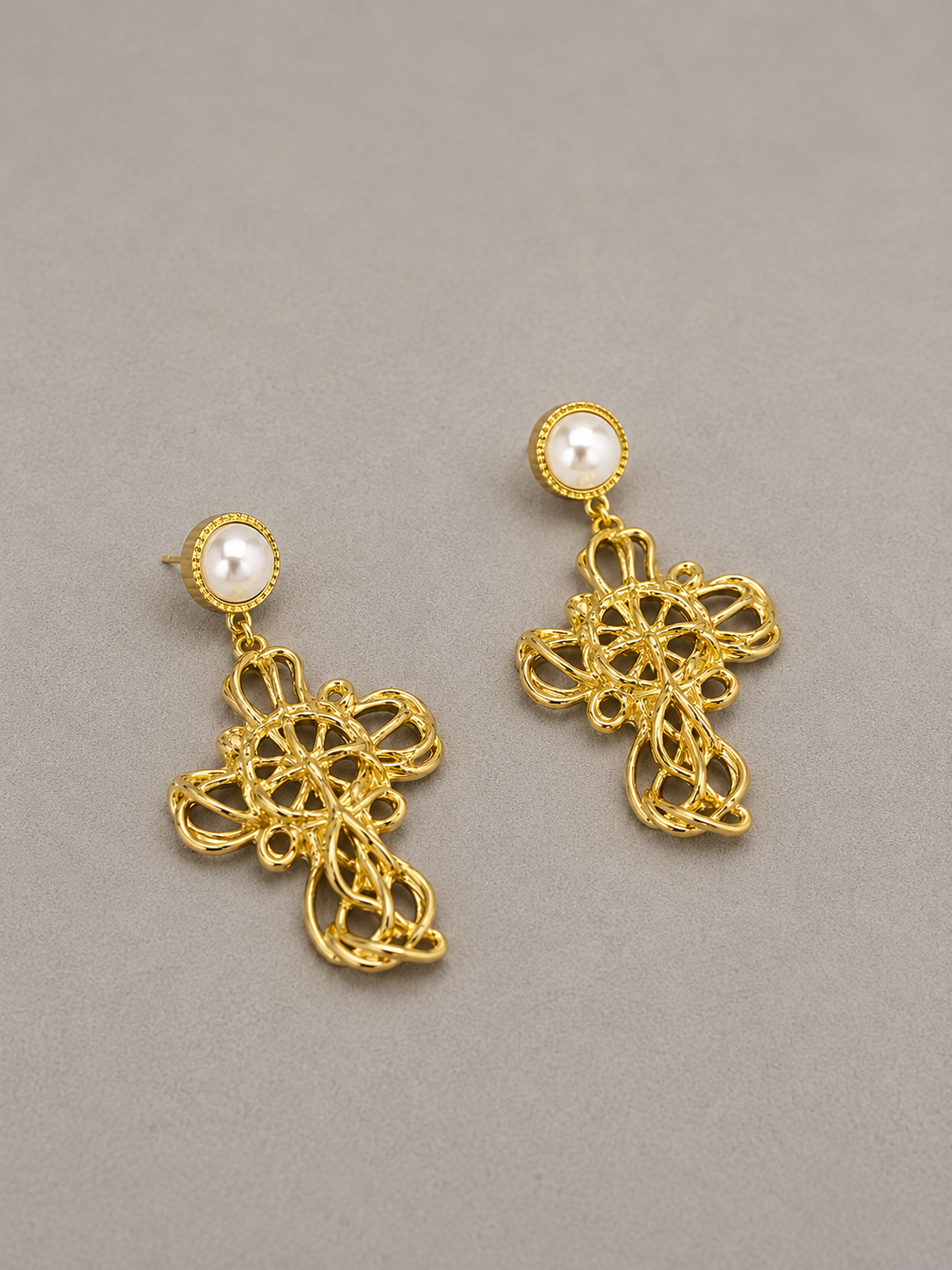 PENDIENTES FIESTA CRUZ PERLA