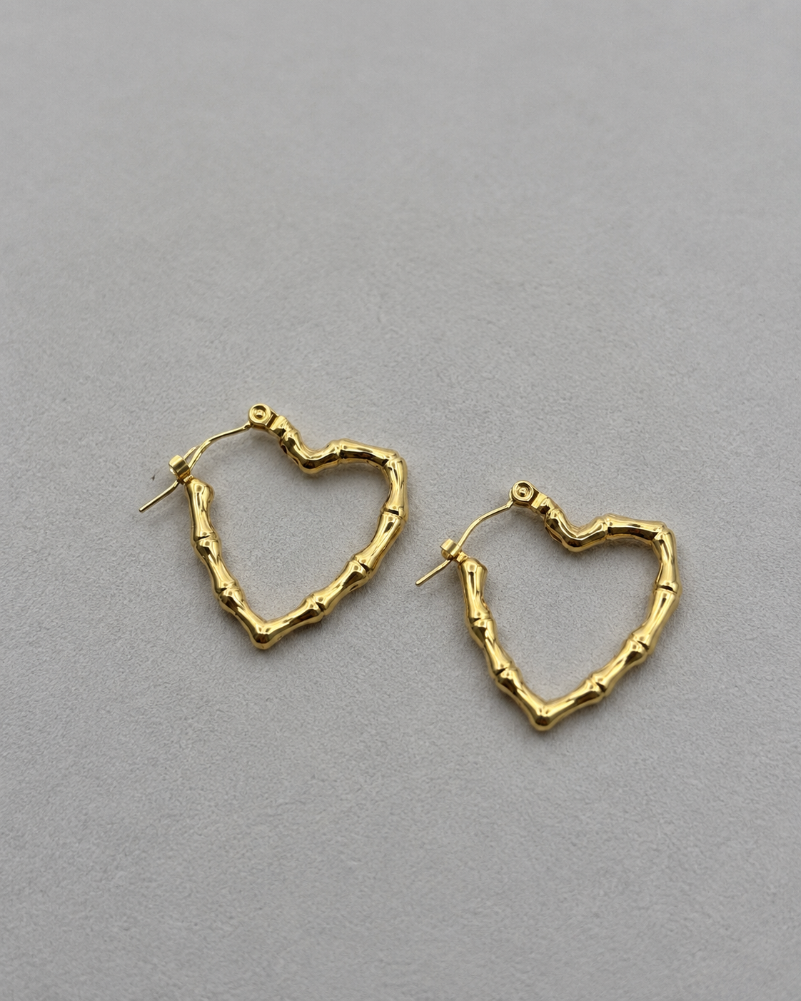 Pendientes Aro Corazón Bambú