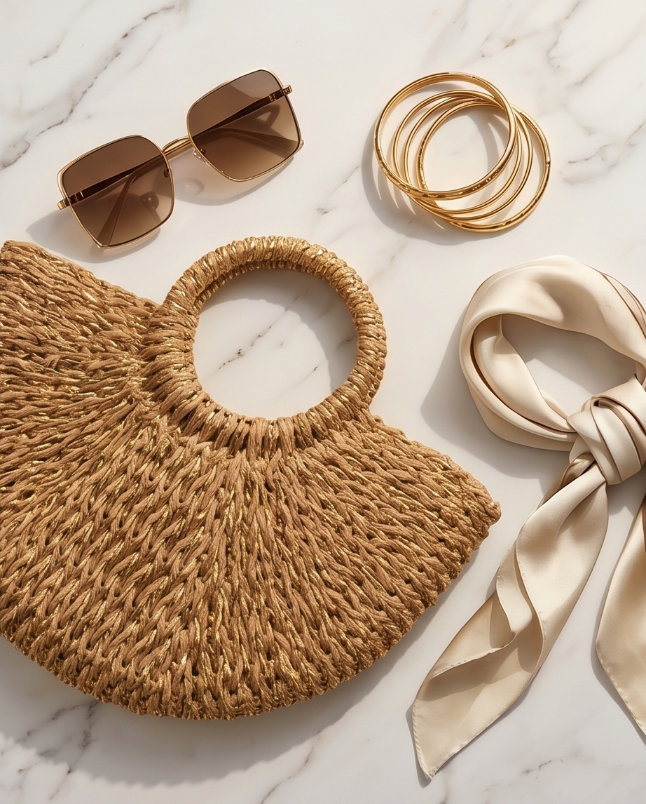 Bolso Cesta Brillo Gold